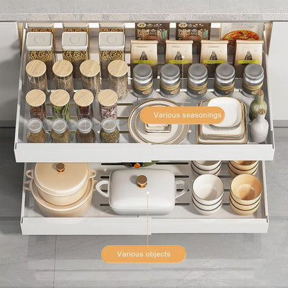 Expandable Pull Out Kitchen Cabinet Organizer With Adjustable Sliding Shelves 4