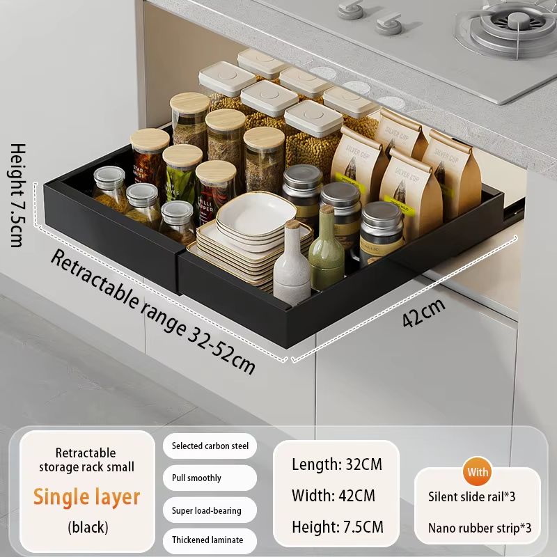Expandable Pull Out Kitchen Cabinet Organizer With Adjustable Sliding Shelves 8