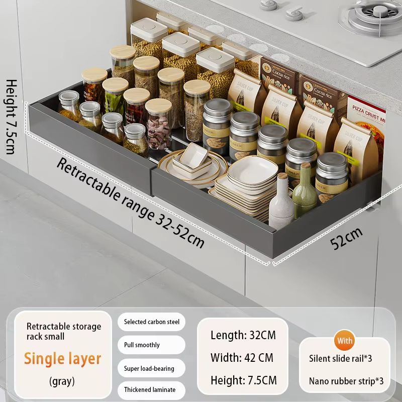 Expandable Pull Out Kitchen Cabinet Organizer With Adjustable Sliding Shelves 14