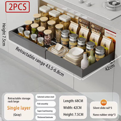 Expandable Pull Out Kitchen Cabinet Organizer With Adjustable Sliding Shelves 18