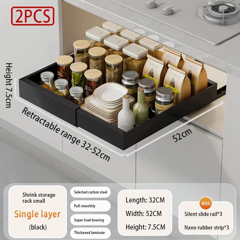 Expandable Pull Out Kitchen Cabinet Organizer With Adjustable Sliding Shelves 22