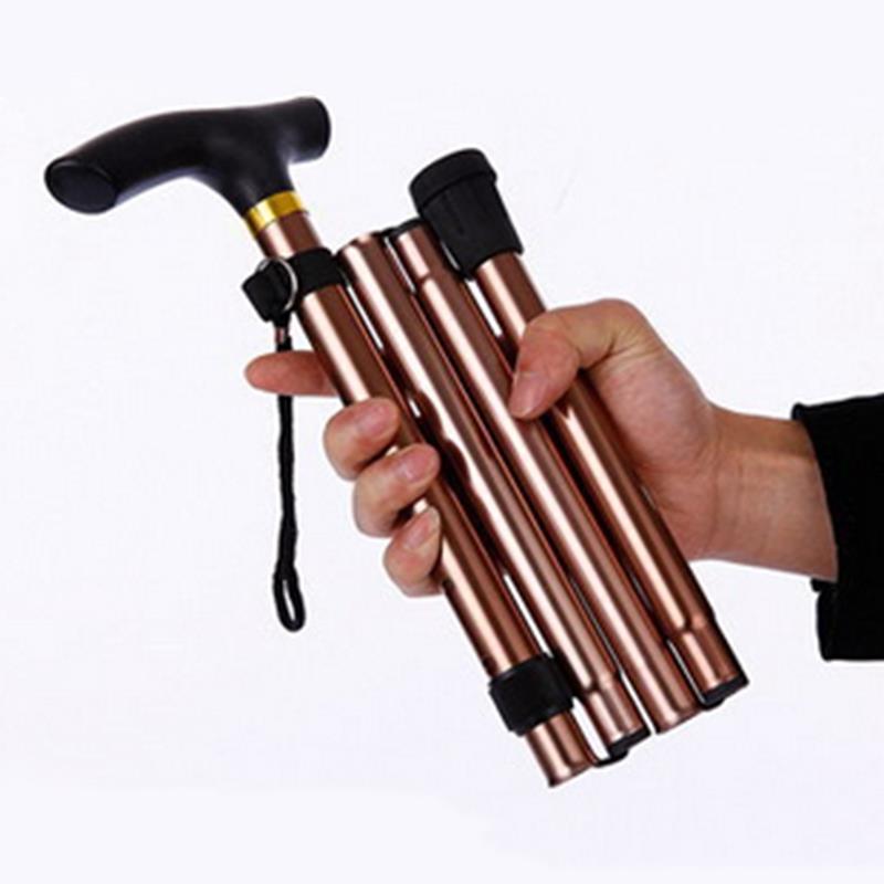 Telescopic Fold Crutches, Multifunction Walking Stick, Hiking Stick for Elderly, Outdoor Metal Cane