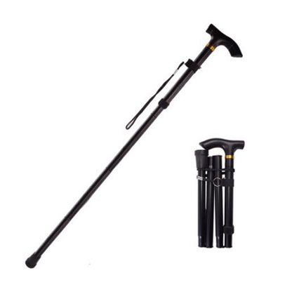 Telescopic Fold Crutches, Multifunction Walking Stick, Hiking Stick for Elderly, Outdoor Metal Cane