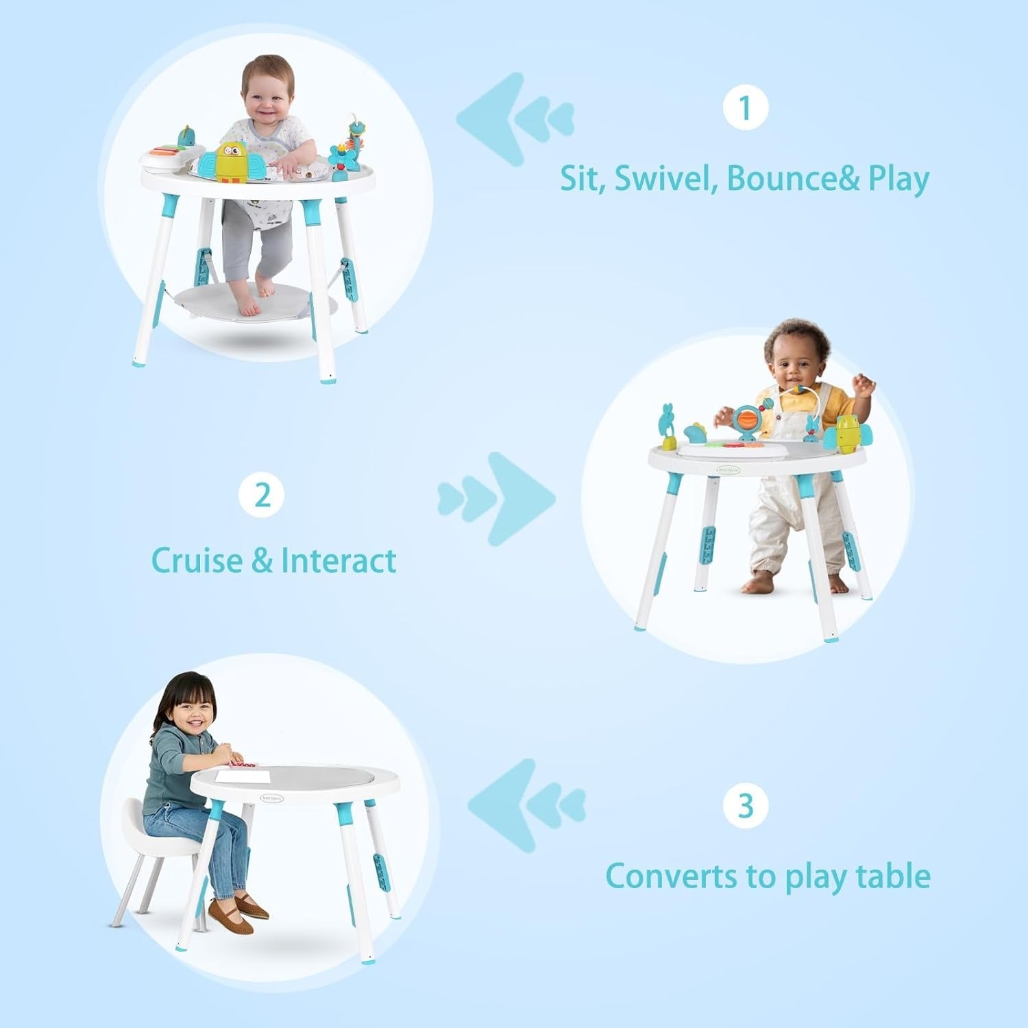 Infant Activity Center Jumper And Table With Rotating Seat And Removable Toys For Baby Entertainmen 1