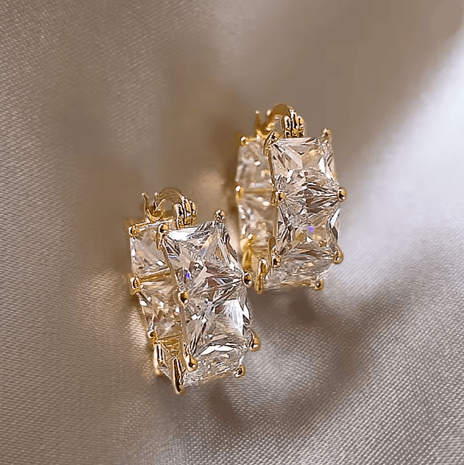 Korean Style Crystal Hoop Earrings for Women