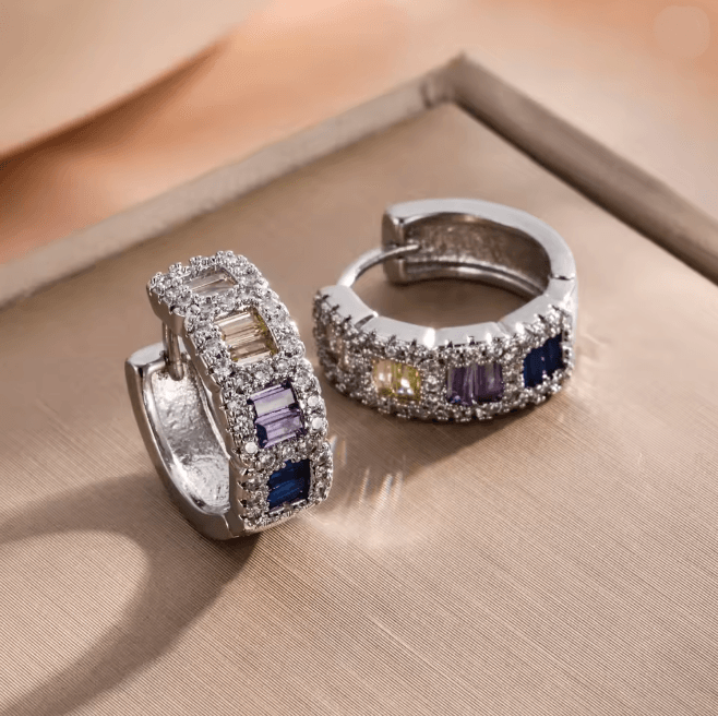 Korean Style Crystal Hoop Earrings For Women 9