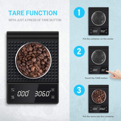 Digital Kitchen Scale High Precision Electronic Balance Portable Coffee Scale With Timer Grams Food 1