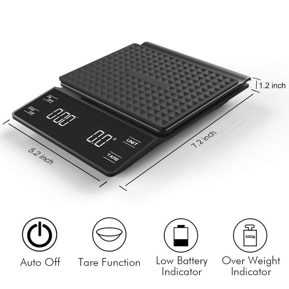 Digital Kitchen Scale High Precision Electronic Balance Portable Coffee Scale With Timer Grams Food 3