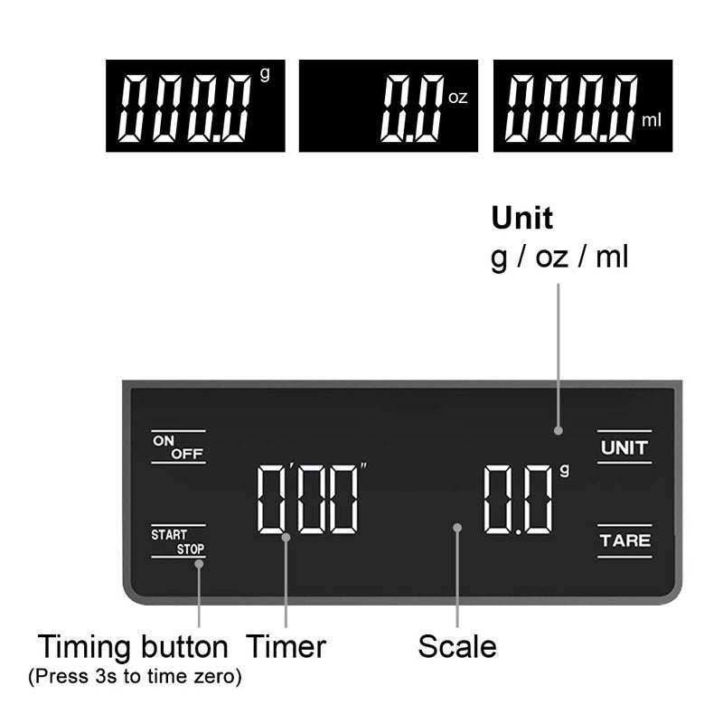 Digital Kitchen Scale High Precision Electronic Balance Portable Coffee Scale With Timer Grams Food 4