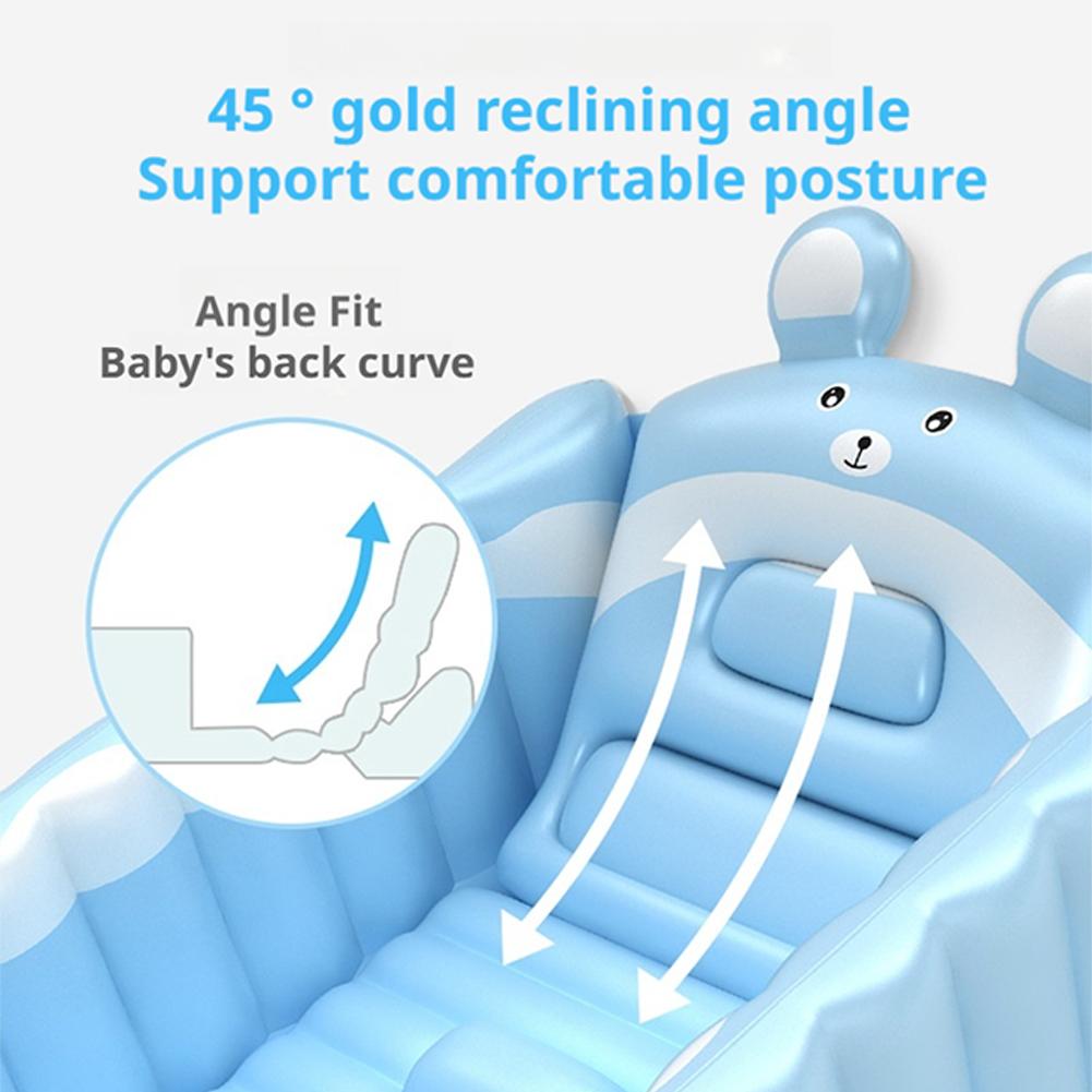 AntiSlip Folding Inflatable Baby Bathtub Soft Safe Portable Shower Basin For Toddlers And Infants 4