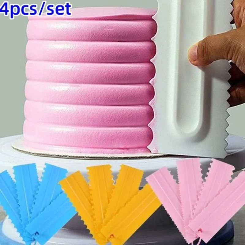 4 Piece Double-Sided Cake Scraper Set