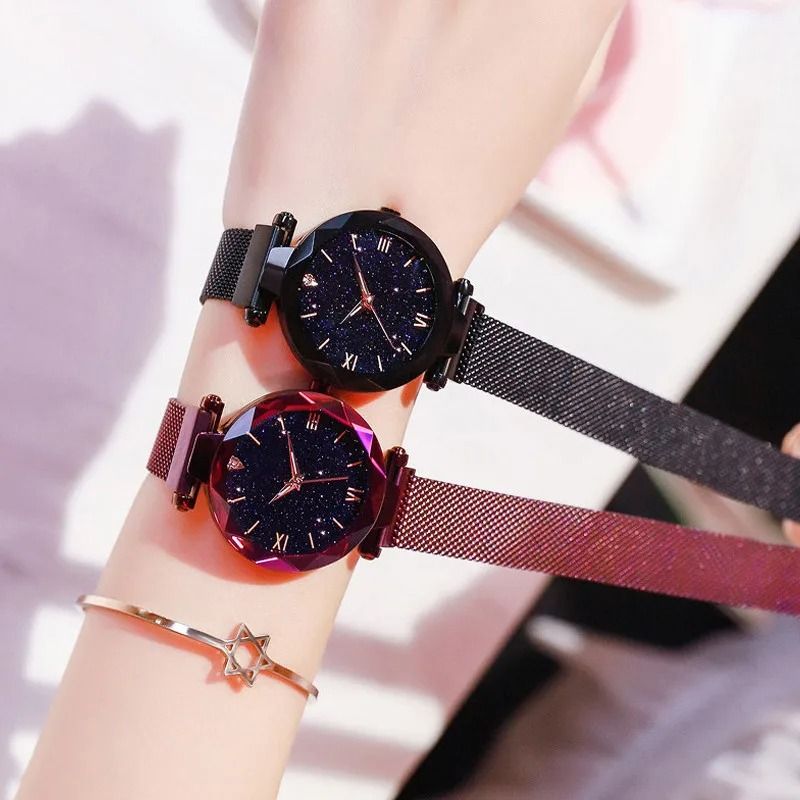 Womens Starry Sky Quartz Watch With Magnetic Mesh Strap 3