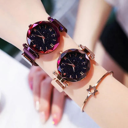 Womens Starry Sky Quartz Watch With Magnetic Mesh Strap 5