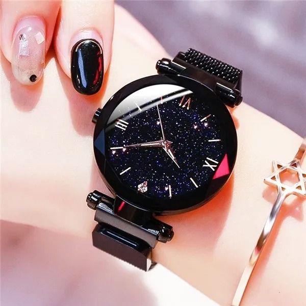 Womens Starry Sky Quartz Watch With Magnetic Mesh Strap 8