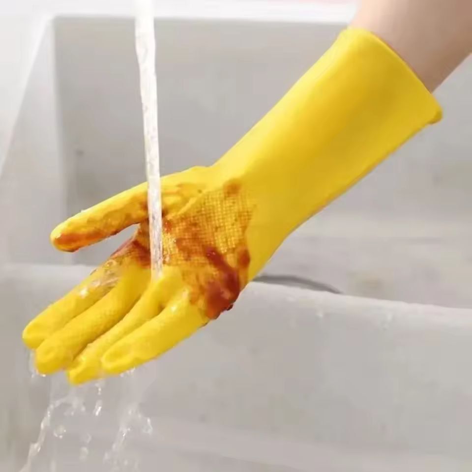 Durable Waterproof Latex Household Gloves  HeavyDuty Dishwashing  Home Cleaning Gloves 1