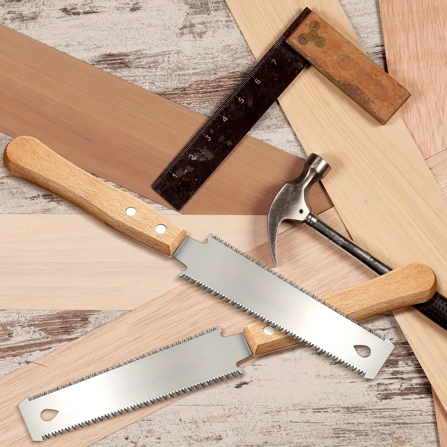 Hand Saw Double Sided Flexible Blade Flush Cutting Woodworking Tool 1