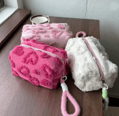 Plush Travel Makeup Bag with Handle