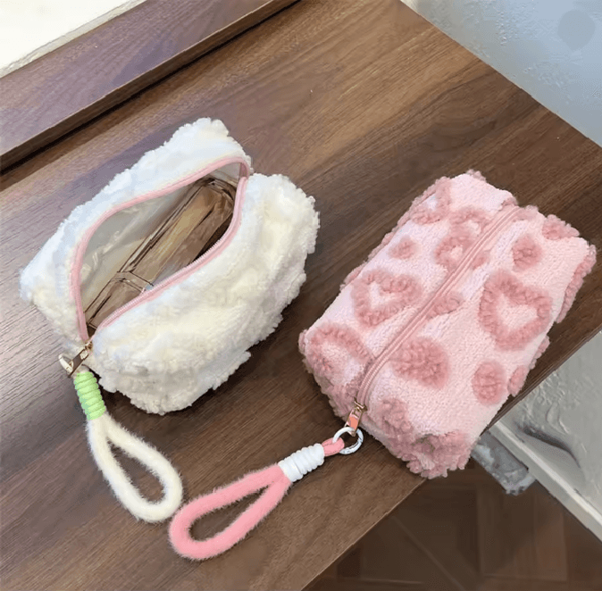 Plush Travel Makeup Bag With Handle 1