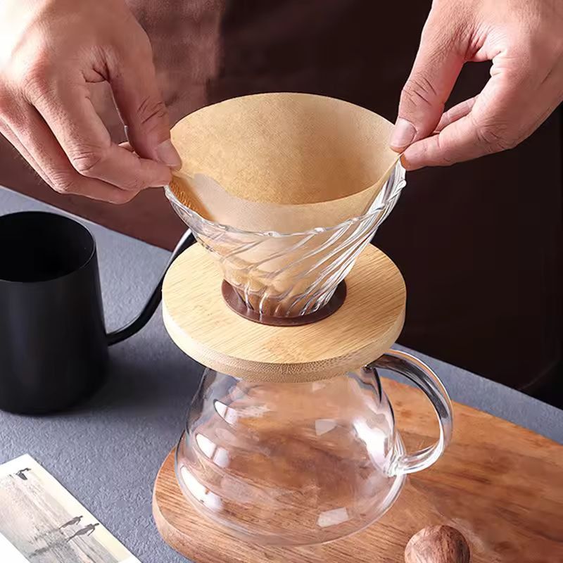 Eco-Friendly Cone Paper Coffee Filters, 2-4 Cup Disposable Drip / Pour-Over Se