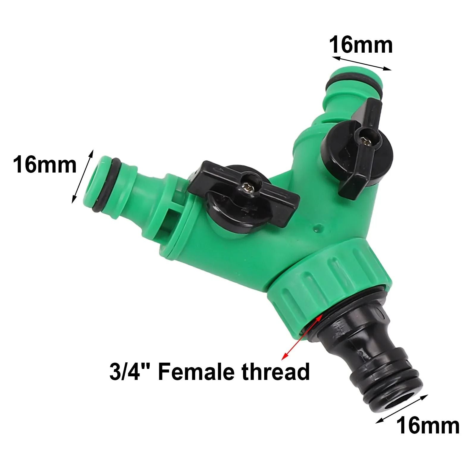 Garden Water Pipe Connector Y Shape Hose Splitter With Valve Plastic Two Way Adapter 2
