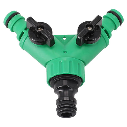 Garden Water Pipe Connector Y Shape Hose Splitter With Valve Plastic Two Way Adapter 5