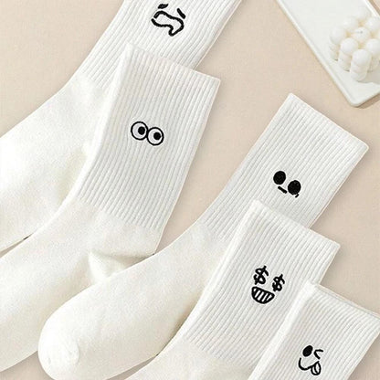 Mens Soft Breathable Cartoon Expression Socks  MultiPair Packs 2
