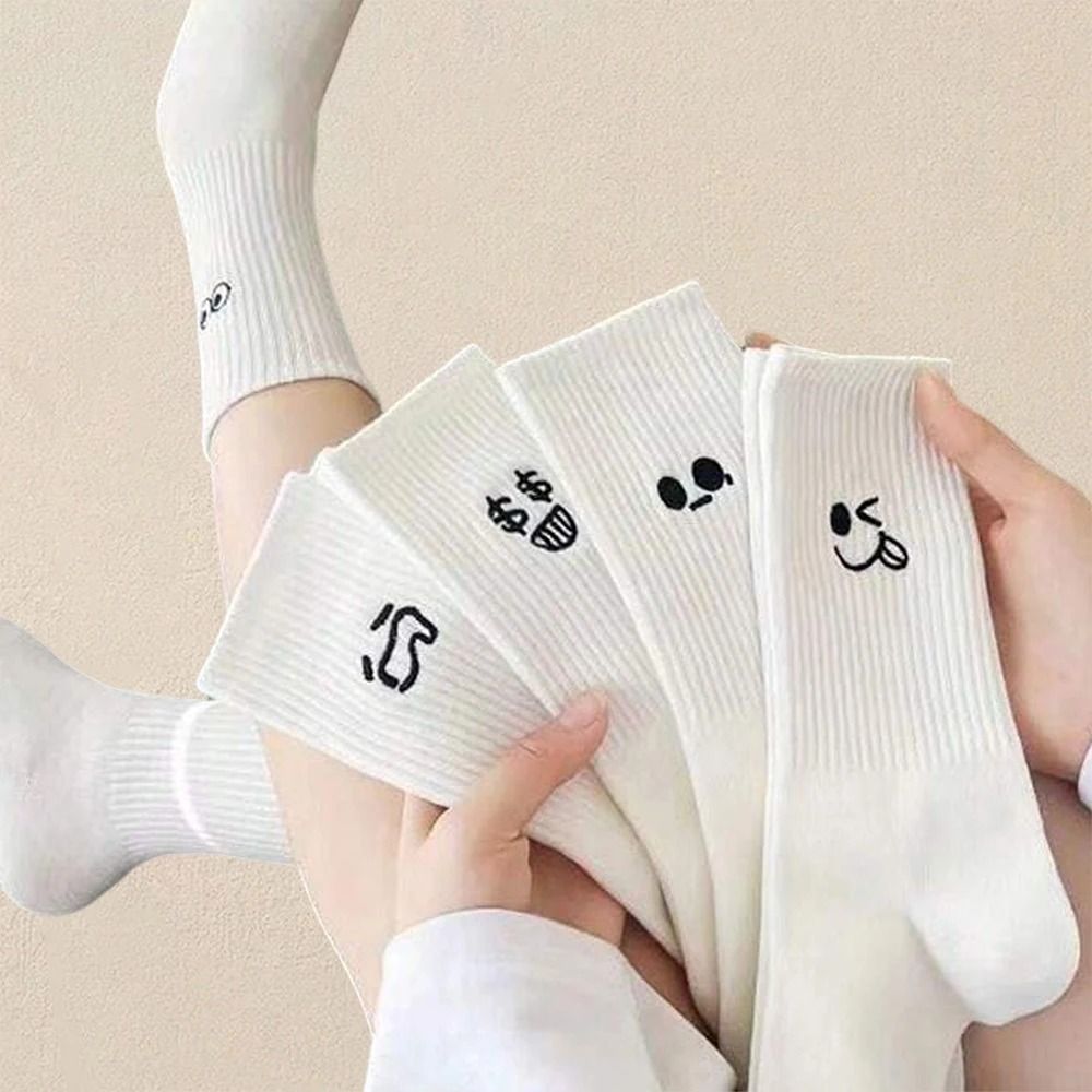 Mens Soft Breathable Cartoon Expression Socks  MultiPair Packs 5