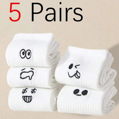 Mens Soft Breathable Cartoon Expression Socks  MultiPair Packs 7