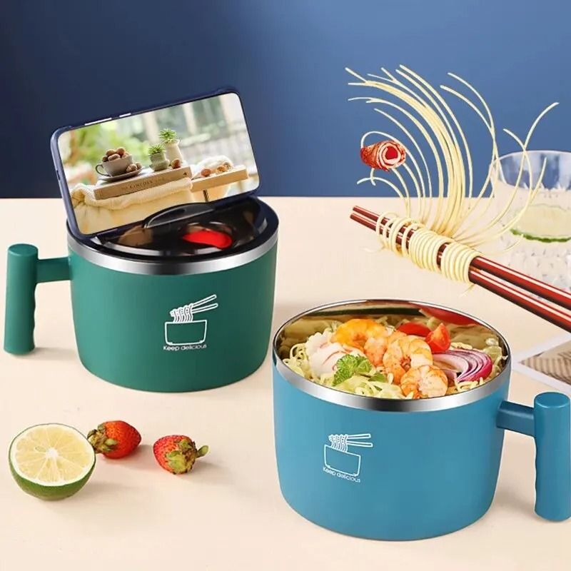 Stainless Steel Instant Noodle Bowl With Lid 2