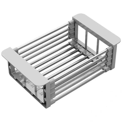 Folding Kitchen Sink Drain Rack Stainless Steel Dish Drain Basket Space Saving Sink Organizer 5