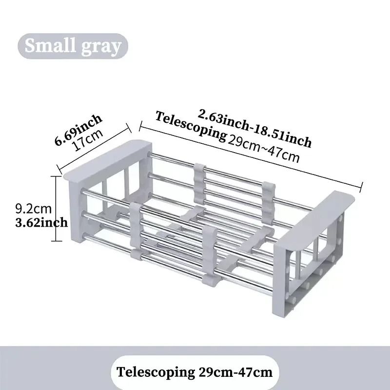 Folding Kitchen Sink Drain Rack Stainless Steel Dish Drain Basket Space Saving Sink Organizer 6