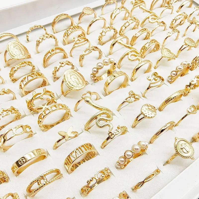 Gold Tone Mixed Style Ring Set For Women 30 Pieces 1
