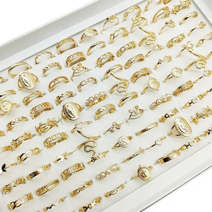 Gold Tone Mixed Style Ring Set For Women 30 Pieces 4