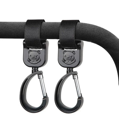 Baby Stroller Pram Hooks 360 Rotation Universal Bag Hanger Clip Set