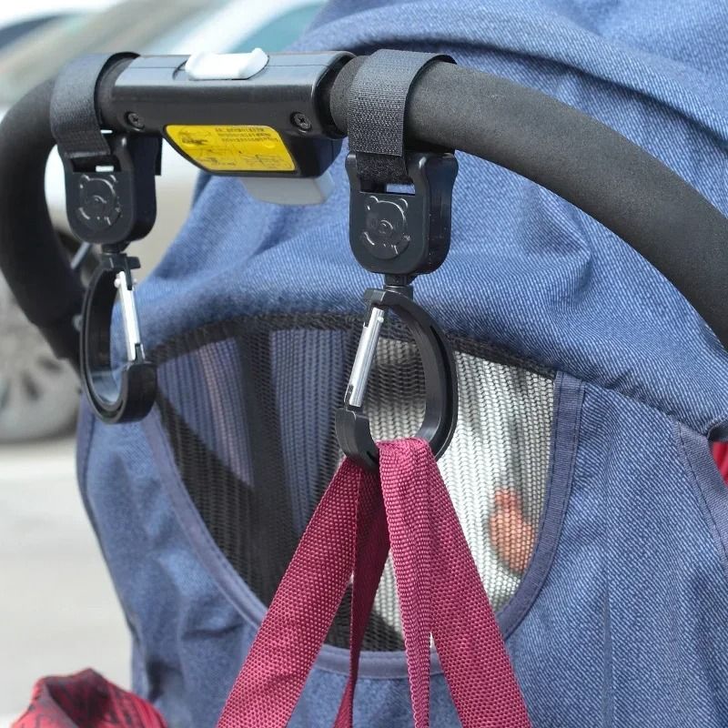 Baby Stroller Pram Hooks 360 Rotation Universal Bag Hanger Clip Set 3