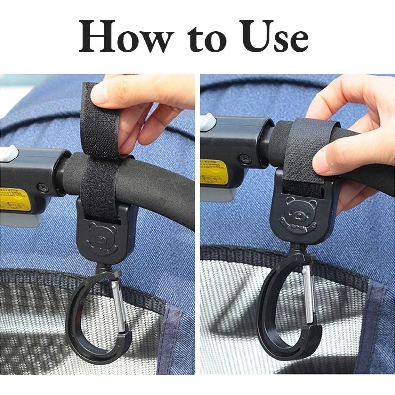 Baby Stroller Pram Hooks 360 Rotation Universal Bag Hanger Clip Set 5
