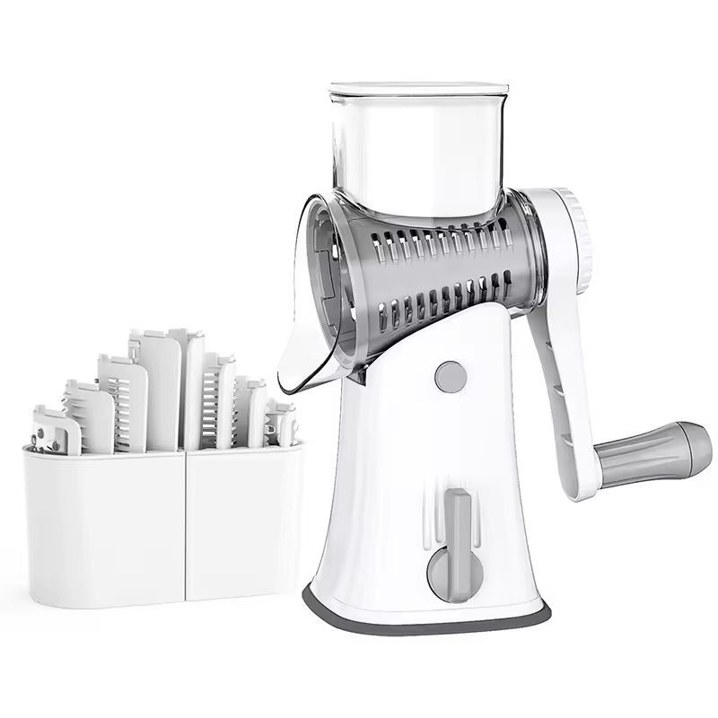 Compact 5in1 Rotary Cheese Grater  Mandoline Slicer  Multifunctional Vegetable Slicer  Nut Chopper 6