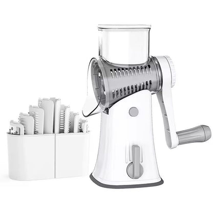 Compact 5in1 Rotary Cheese Grater  Mandoline Slicer  Multifunctional Vegetable Slicer  Nut Chopper 6