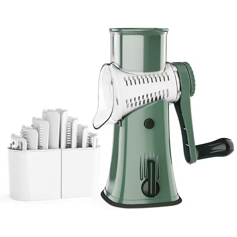 Compact 5in1 Rotary Cheese Grater  Mandoline Slicer  Multifunctional Vegetable Slicer  Nut Chopper 7