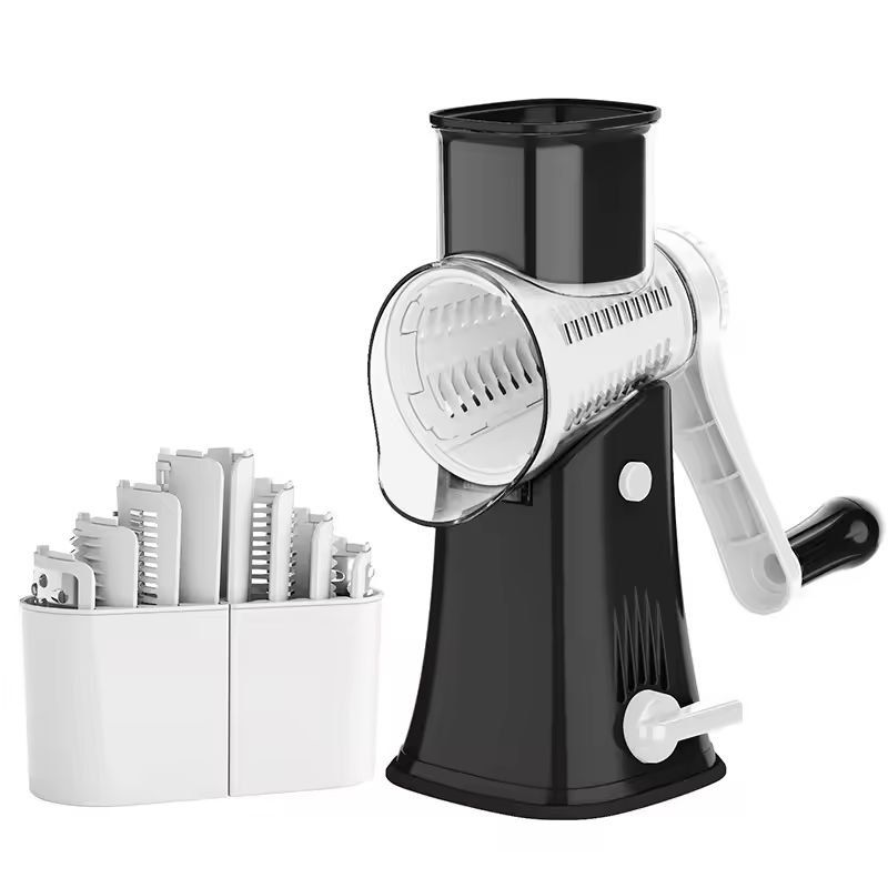 Compact 5in1 Rotary Cheese Grater  Mandoline Slicer  Multifunctional Vegetable Slicer  Nut Chopper 8