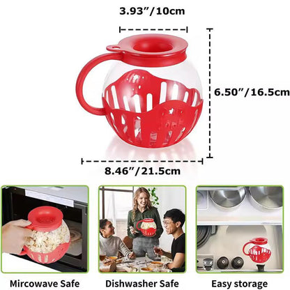 LMETJMA Glass Microwave Popcorn Popper  225 QT Easy SiliconeLid Popcorn Maker 2