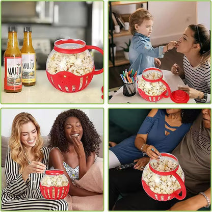 LMETJMA Glass Microwave Popcorn Popper  225 QT Easy SiliconeLid Popcorn Maker 4