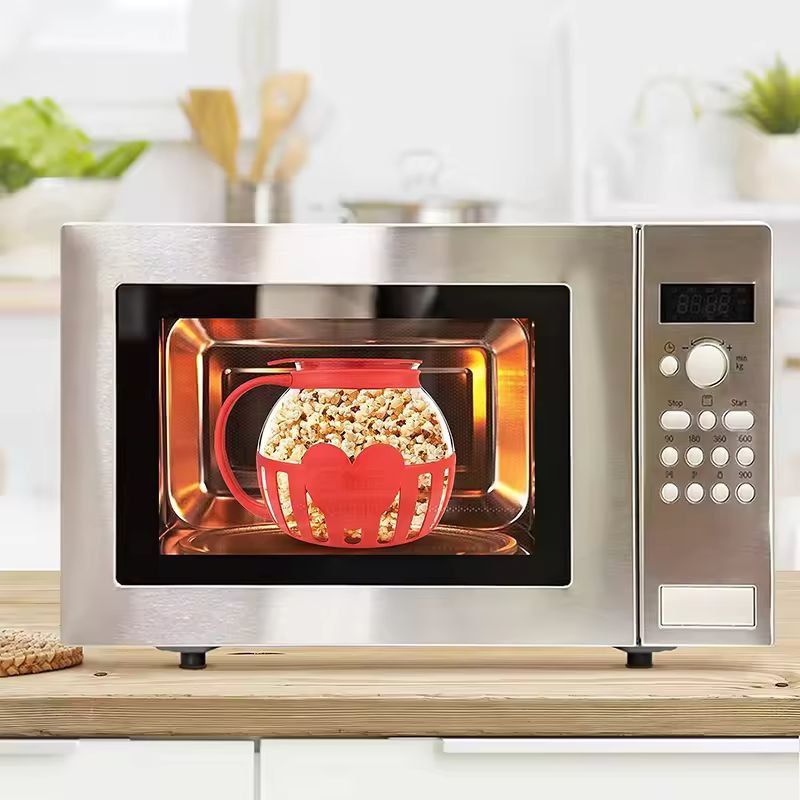 LMETJMA Glass Microwave Popcorn Popper  225 QT Easy SiliconeLid Popcorn Maker 5