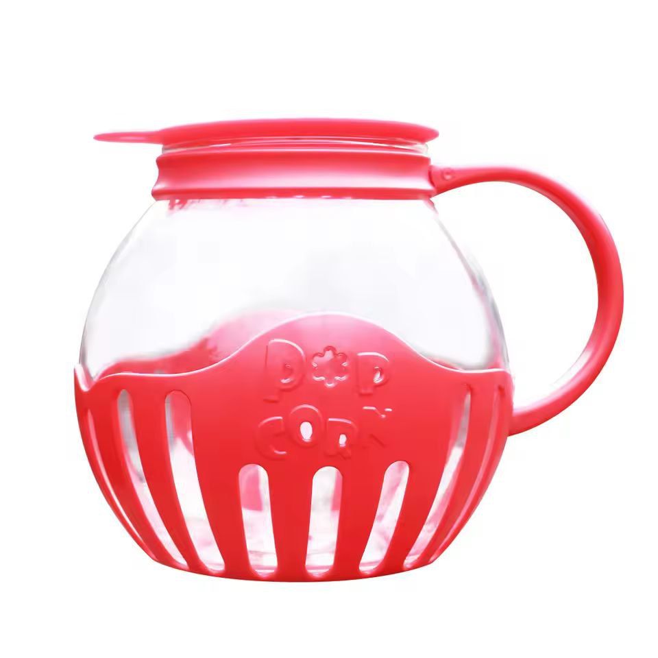 LMETJMA Glass Microwave Popcorn Popper  225 QT Easy SiliconeLid Popcorn Maker 7