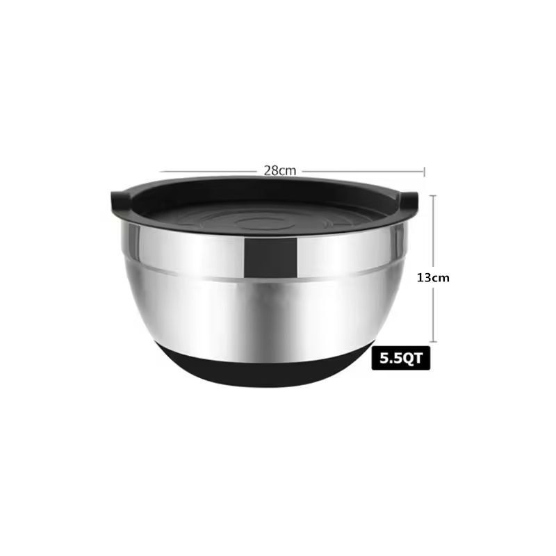 Premium Stainless Steel Mixing Bowl Set With Lids  NonSlip Bases 10