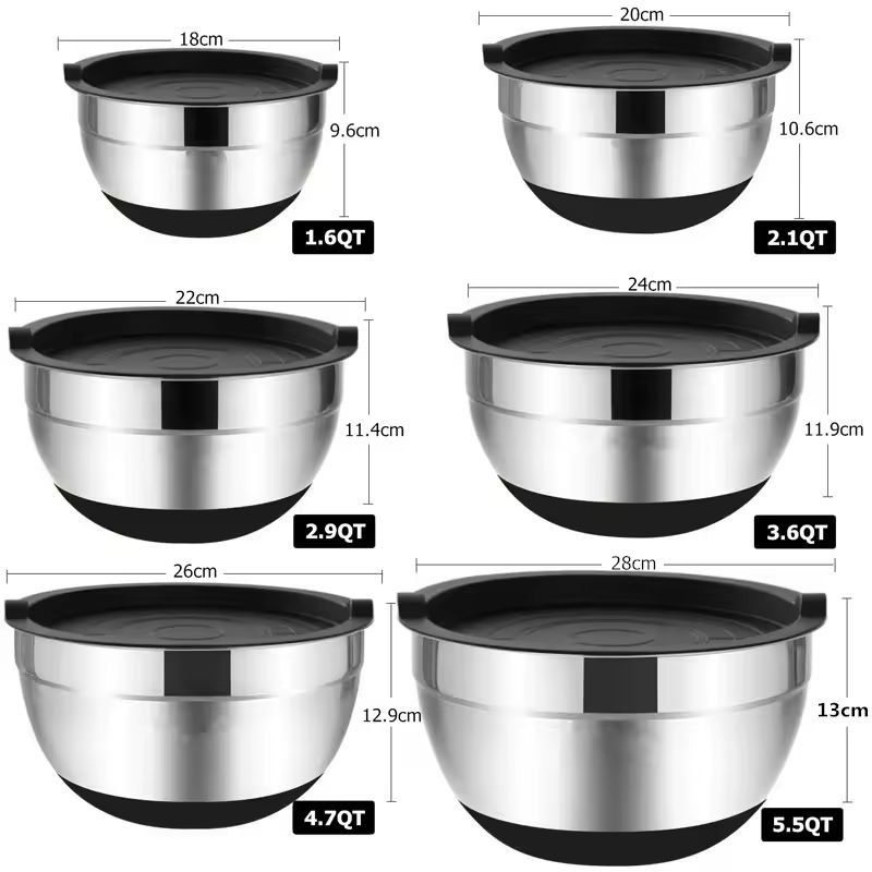 Premium Stainless Steel Mixing Bowl Set With Lids  NonSlip Bases 11