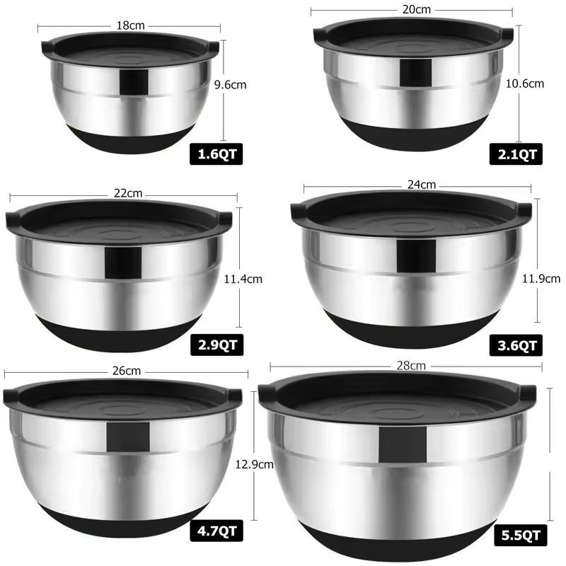 Premium Stainless Steel Mixing Bowl Set With Lids  NonSlip Bases 2