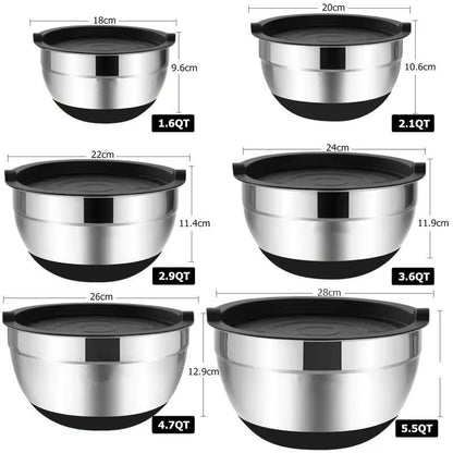Premium Stainless Steel Mixing Bowl Set With Lids  NonSlip Bases 2