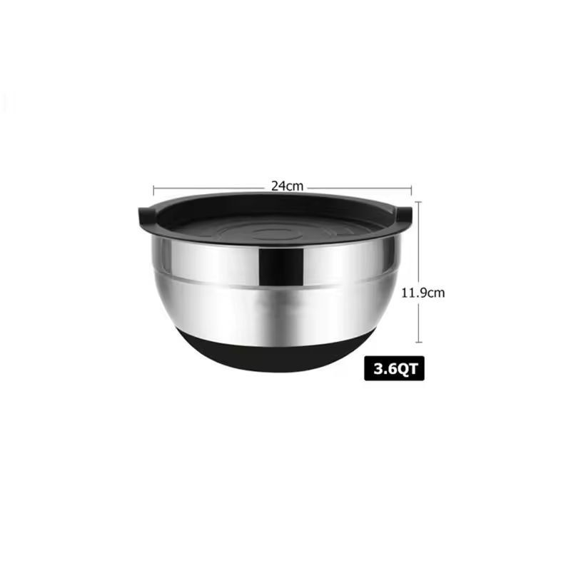 Premium Stainless Steel Mixing Bowl Set With Lids  NonSlip Bases 8