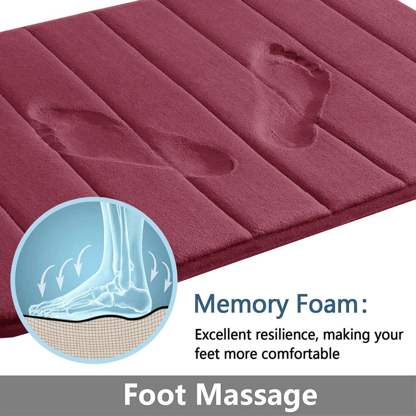 Super Absorbent Memory Foam Bath Mat Set Non Slip Bathroom Rug And Toilet Footpad 17